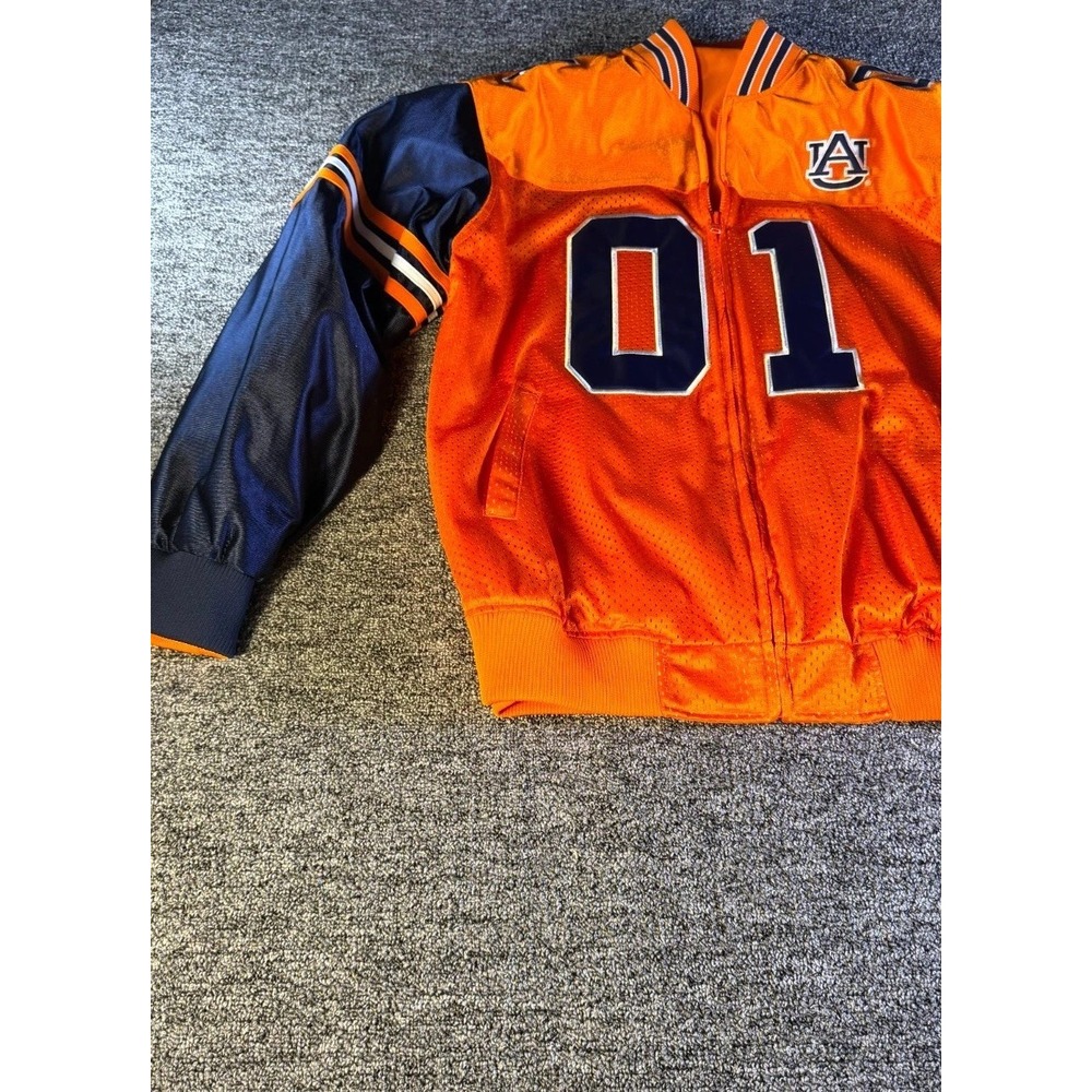 Vintage Auburn Tigers NCAA Football Jacket Mens Orange Navy Full Zip Winter #01 - Picture 3 of 15